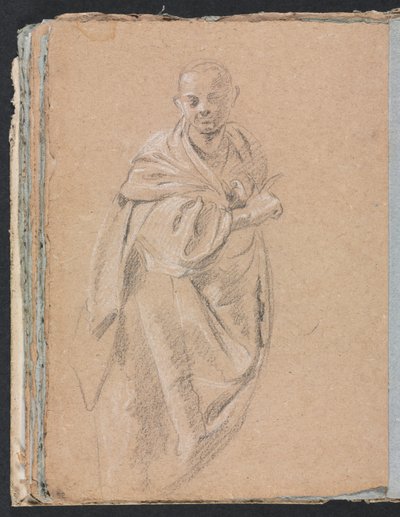 Carnet de croquis de Vérone : Moine debout page 52, 1760 - Francesco Lorenzi