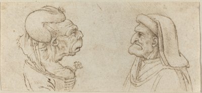 Deux têtes grotesques - Francesco Melzi after Leonardo da Vinci