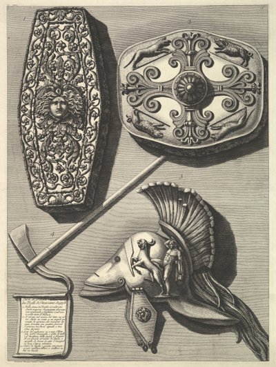 Parti en grande restaurati de Trofei de Ottaviano Augusto Détail restauré des Tro..., vers 1753 - Francesco Piranesi