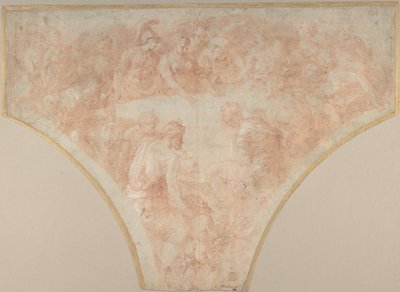 La pomme de discorde lancée par Éris au mariage de Pélée et Thétis : Étude pour fresque..., 1504-70 - Francesco Primaticcio