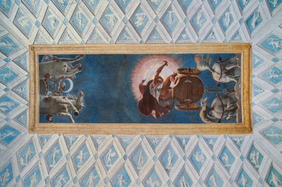 Chambre du Soleil et de la Lune : les chars du Soleil et de la Lune conduits par Diane et Apollon - Francesco Primaticcio