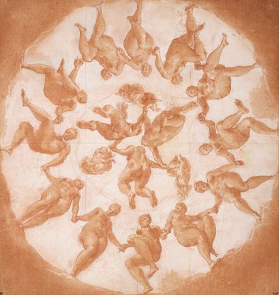 Danse des Heures et trois putti avec des cornes d