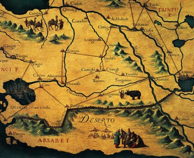 Route de Marco Polo à travers les déserts orientaux, carte de la Tartarie - Francesco and Ramusio Giovan Battista Grisellini