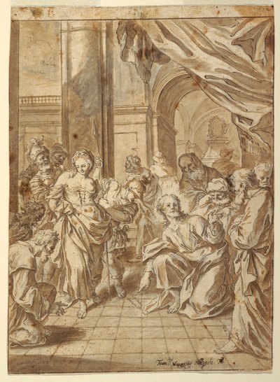 Dessin, Le Christ et la femme adultère, 1750-60 - Francesco Saverio Mergolo