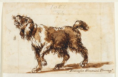 Chien hurlant (recto), vers 1700-50 - Francesco Simonini