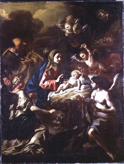 Nativité avec anges adorateurs et Annonciation aux bergers - Francesco Solimena