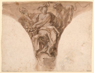 Dessin, Afrique, Projet de pendentif dans le vestibule baptismal de Saint-Pierre, Rome, 1713-26 - Francesco Trevisani