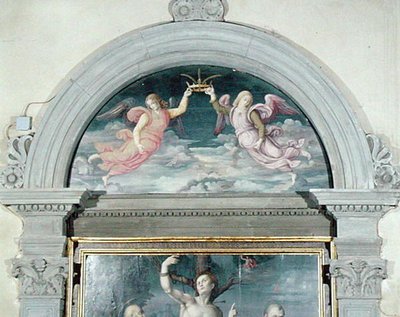 SS. Benoît, Dominique et Sébastien (détail de la lunette) - Francesco Ubertini Il Bacchiacca