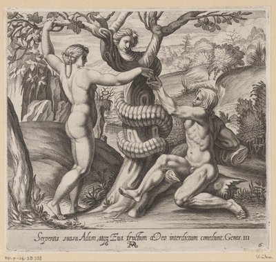 Ève offre le fruit défendu à Adam - Francesco Villamena