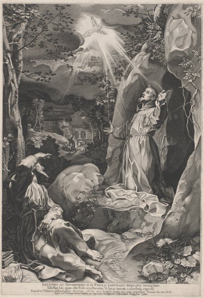 Saint François recevant les stigmates - Francesco Villamena, after Federico Barocci