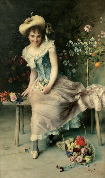 Beauté sur un banc de jardin, 1897 - Francesco Vinea