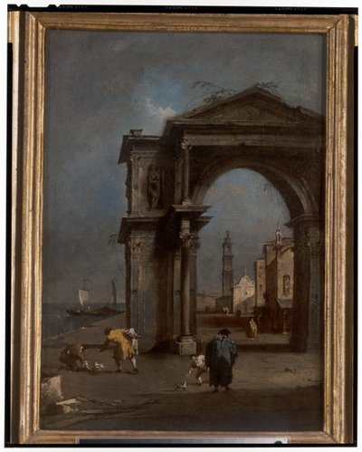 Caprice avec une arche triomphale et un arrière-plan urbain - Francesco and/or Gian Antonio (1699 1761) Guardi