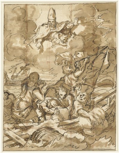 Saint Nicolas calme la tempête en mer - Francesco de Mura