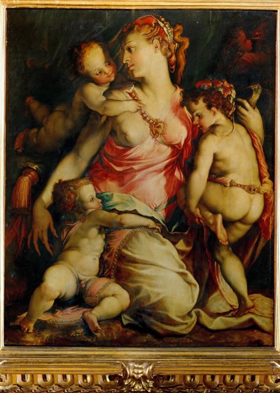 Charité (peinture sur bois) - Francesco de Rossi Salviati