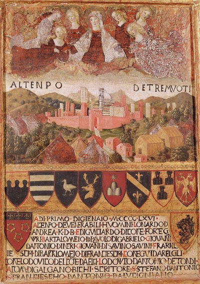 La Vierge Protégeant Sienne contre les Tremblements de Terre en 1466 - Francesco di Giorgio Martini