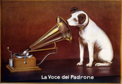 Publicité italienne pour « La voix de mon maître » - Francis (after) Barraud