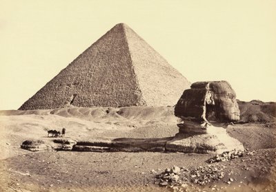 Grande Pyramide de Gizeh et Sphinx, Égypte. 19e siècle. - Francis (after) Frith