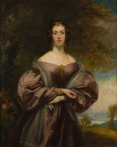 Portrait de Jessie Duff tenant une rose - Francis (follower of) Grant