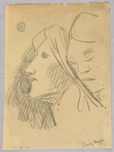 Croquis de deux têtes - Francis Augustus Lathrop