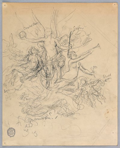 Esquisse de figure ailée, peut-être Fortuna - Francis Augustus Lathrop