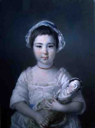 Portrait de Lady Ann Fitzpatrick tenant une poupée - Francis Cotes