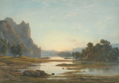Coucher de soleil sur un paysage fluvial - Francis Danby