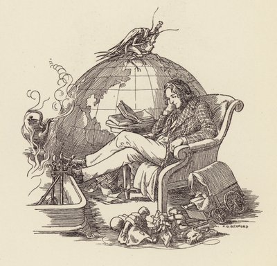 Illustration pour The Cricket on the Hearth de Charles Dickens (lithographie couleur) - Francis Donkin Bedford