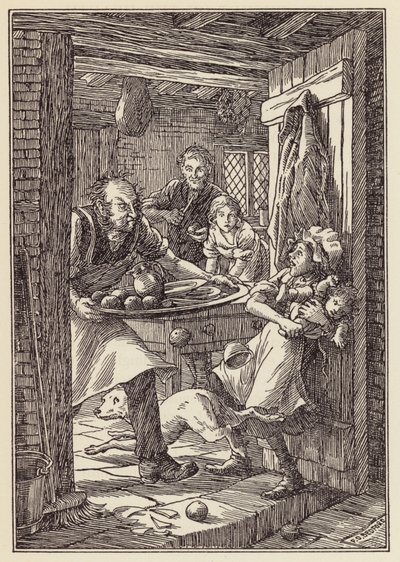 Illustration pour The Cricket on the Hearth de Charles Dickens (lithographie couleur) - Francis Donkin Bedford