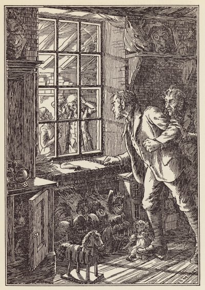Illustration pour The Cricket on the Hearth de Charles Dickens (lithographie couleur) - Francis Donkin Bedford