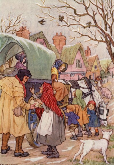 Illustration pour The Cricket on the Hearth de Charles Dickens (lithographie couleur) - Francis Donkin Bedford