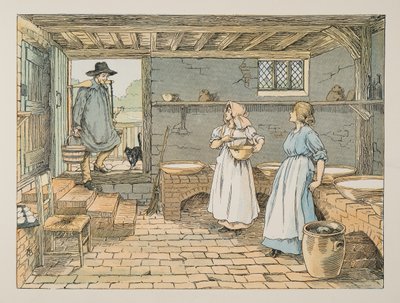Le laitier, tiré de Four and Twenty Toilers, pub. 1900 (lithographie couleur) - Francis Donkin Bedford