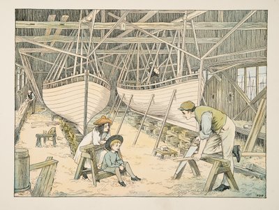 The Shipbuilder, tiré de Four and Twenty Toilers, pub. 1900 (lithographie couleur) - Francis Donkin Bedford