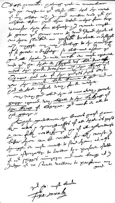 Lettre à William Cecil, Lord Burghley, Lord Grand Trésorier, écrite à bord de son navire amiral, 