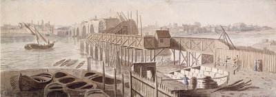Construction du pont de Blackfriars - Francis Grose