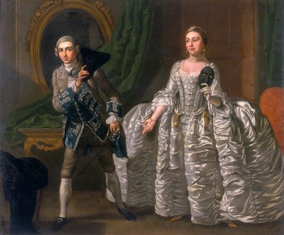 David Garrick et Hannah Pritchard dans une scène de Le Mari soupçonneux, 1752 - Francis Hayman
