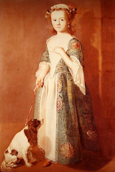 Petite fille avec un chien - Francis Hayman