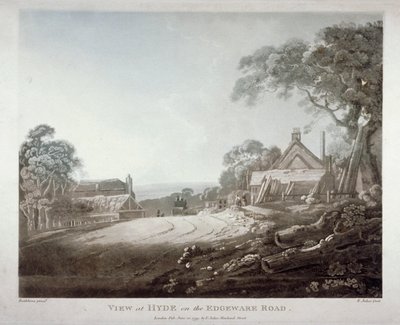 Une calèche disparaissant sur une colline sur Edgware Road, Londres, 1799 - Francis Jukes