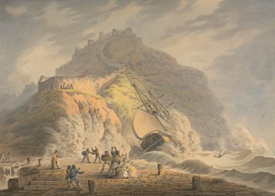 Naufrage au pied de la falaise du château à Scarborough - Francis Nicholson