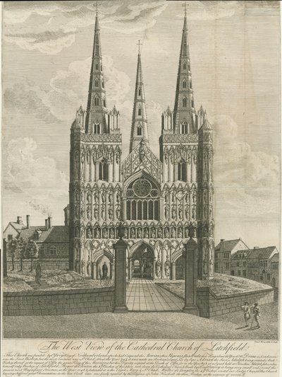 Cathédrale de Lichfield - Façade ouest : gravure, nd [18e siècle] - Francis Perry