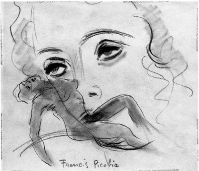 Nu et Visage, de Francis Picabia (1879-1953) ; crayon graphite et fusain sur papier. - Francis Picabia
