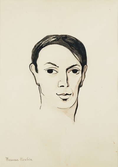 Portrait de Pablo Picasso ; Portrait de Pablo Picasso, vers 1902-1905 (aquarelle, pinceau, encre noire et crayon sur papier) - Francis Picabia