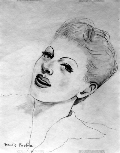 Visage de femme penché en arrière, par Francis Picabia (1879-1953) ; crayon graphite sur papier. - Francis Picabia