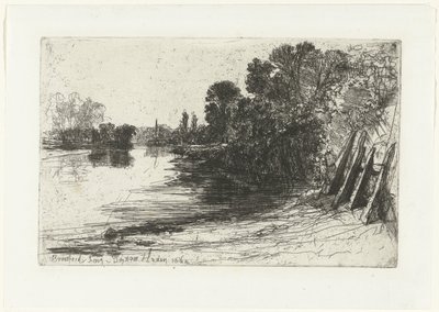Rive de la Tamise à Brentford - Francis Seymour Haden (Sir) (signed by artist)