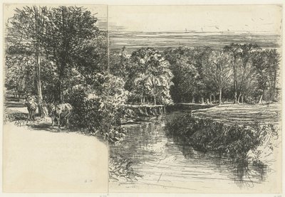 Deux ânes et la rivière Dundrum - Francis Seymour Haden (Sir) (signed by artist)