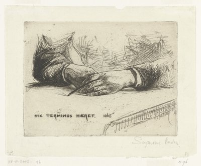 Deux mains dessinant avec une craie - Francis Seymour Haden (Sir) (signed by artist)