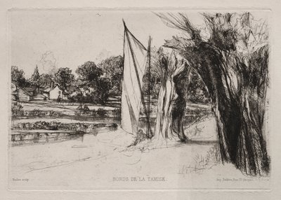 Thames Ditton - Avec une voile, 1864 - Francis Seymour Haden