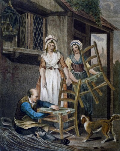Fabrication de sièges en osier, gravure de Francis Wheatley de Cries in London - Francis Wheatley