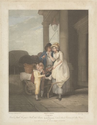 Les cris de Londres : Rond et Sonore, Cinq Pence la Livre, Cerises du Duc, gravé par Anthony Cardon, 1795 - Francis after Wheatley