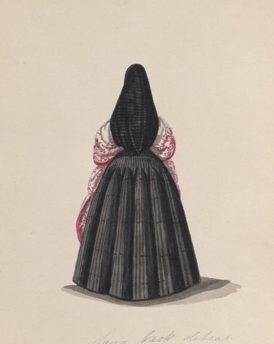 Une femme portant la saya vue de dos, d