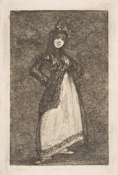 Une Maja debout contre un fond sombre - Francisco de Goya